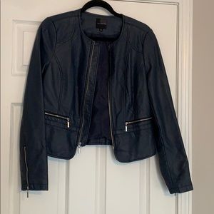 Navy faux leather jacket